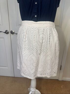 White Eyelet A-Line Skirt